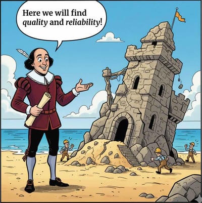 A playwright building a castle in the sand