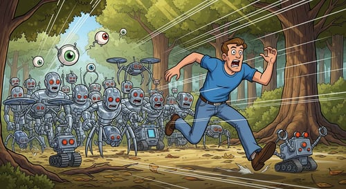 An escape from many chasing AI agents